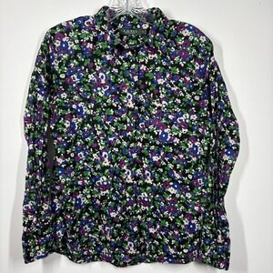 Lauren Ralph Lauren Womens Long Sleeve Button Up Shirt Size L Multi Dark Floral